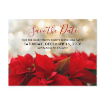 Red Poinsettias Noël Enregistrer la date