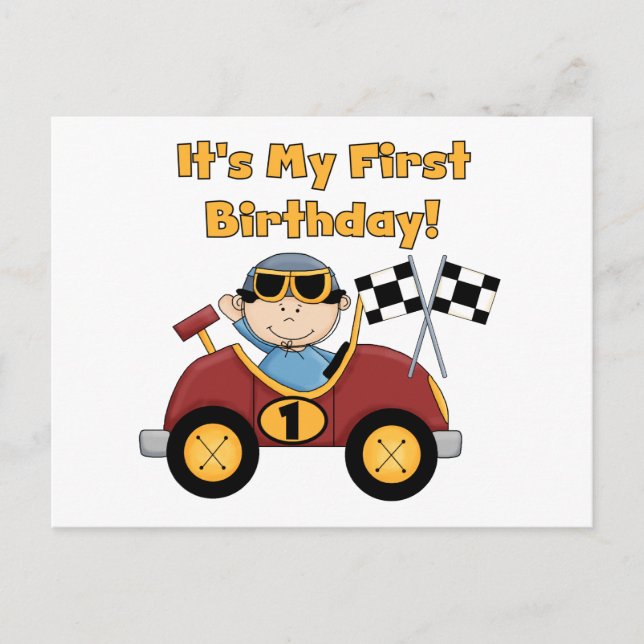 Carte Postale Red Race Car 1er Anniversaire Tshirts et cadeaux (Devant)