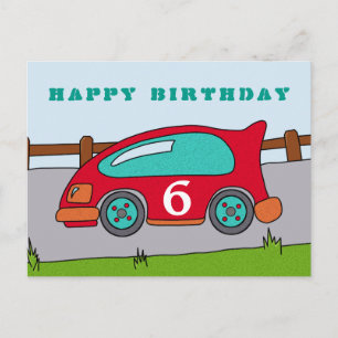 Carte Postale Red Racing Car Joyeux Anniversaire