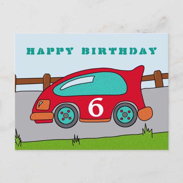 Carte Postale Red Racing Car Joyeux Anniversaire (Devant)
