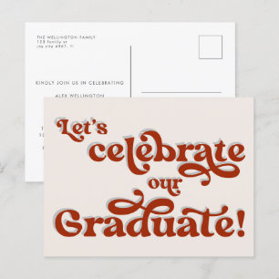 Carte Postale Red Retro Inspiré Typographie Partie de graduation