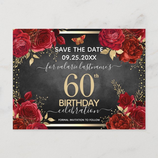 Carte postale "Red Roses 60e anniversaire, réserve (Devant)