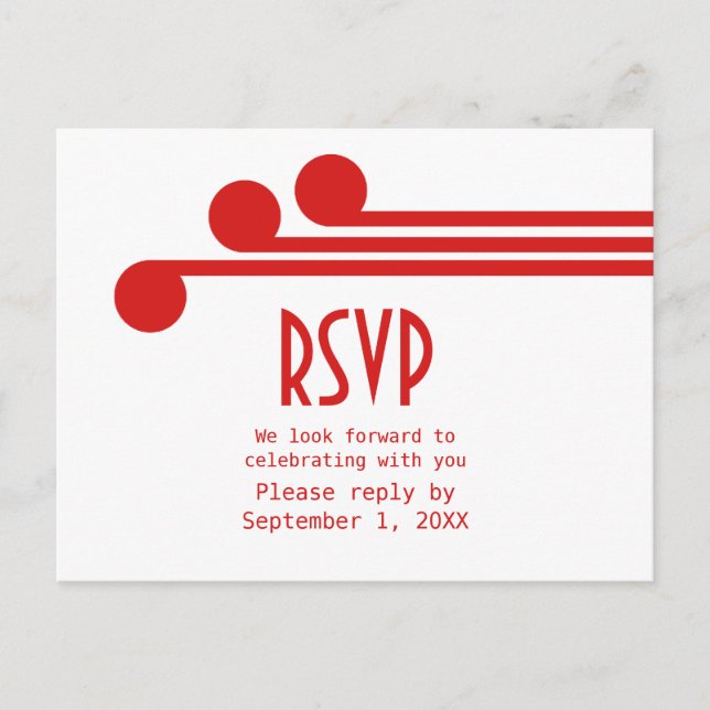 Carte postale Red Simple Deco Chic RSVP (Devant)