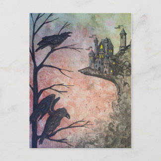 Carte postale Red Sky Ravens et Castle