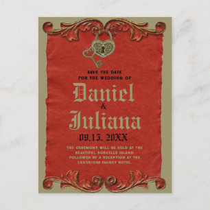 Carte Postale Red Vintage squelette gothique clé enregistrer la