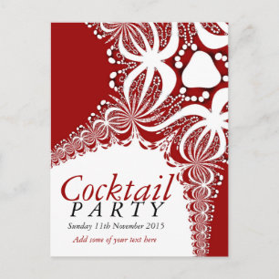Carte postale Red White Batik Cocktail Party Invit