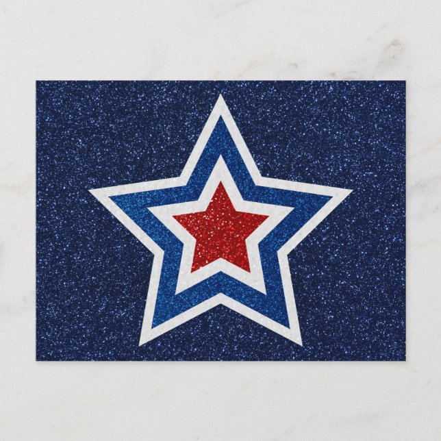 Carte Postale Red, White & Blue Star 4 juillet Parties scintilla (Devant)