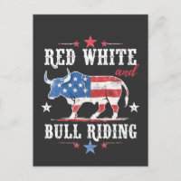 Red White et Bull Riding American Cowboys