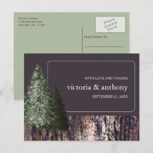 Carte Postale Redwoods & Bark, Merci Mariage rustique