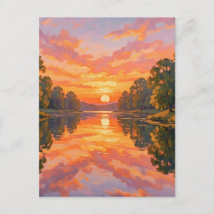 Carte Postale Reflet de rivière au coucher de soleil vibrant
