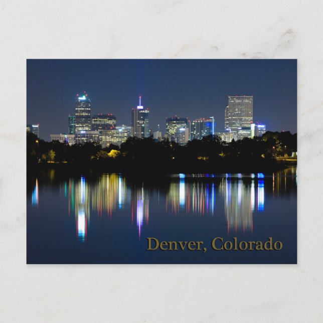 Carte Postale Réflexion de Denver Night Skyline (Devant)