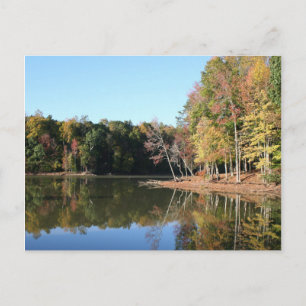 Carte Postale Réflexion du lac sur les feuilles d'automne orange