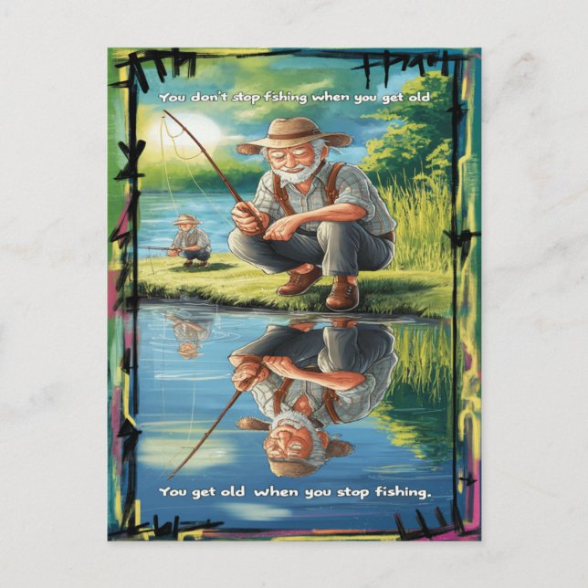 Carte Postale Réflexion du vieux pêcheur (Devant)