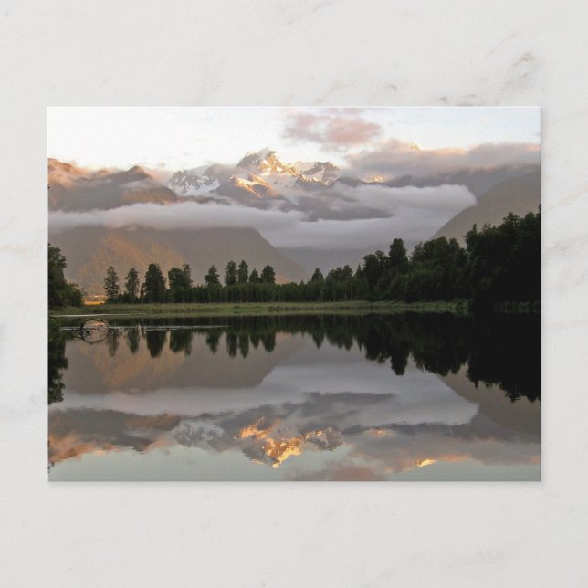 Carte Postale Réflexion miroir Lac Matheson Nouvelle-Zélande (Devant)