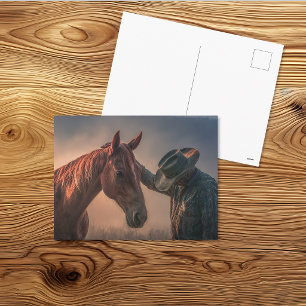 Carte Postale Réflexion Western sur le Vieux Cowboy
