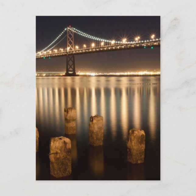 Carte Postale Réflexions nocturnes d'Oakland Bay Bridge. (Devant)