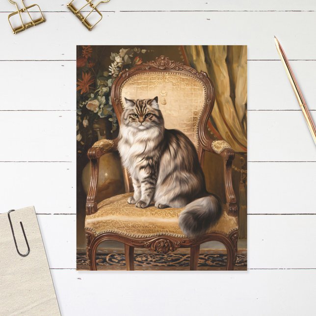 Carte Postale Regal Perse Chat peinture Vintage style (Créateur téléchargé)
