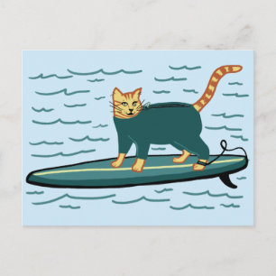Carte Postale Regarde Meowt ! Surfer Tabby Cat PERSONNALISER IT