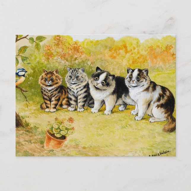 Carte Postale Regardez le Birdy par Louis Wain (Devant)