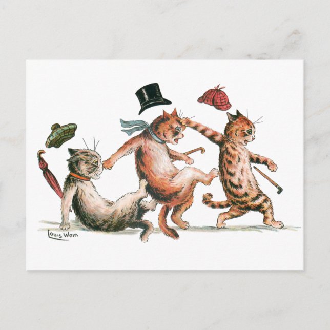 Carte Postale Regardez vos Step Cats by Louis Wain (Devant)