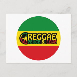 Carte Postale Reggae art avec des mots positifs Paix et Amour