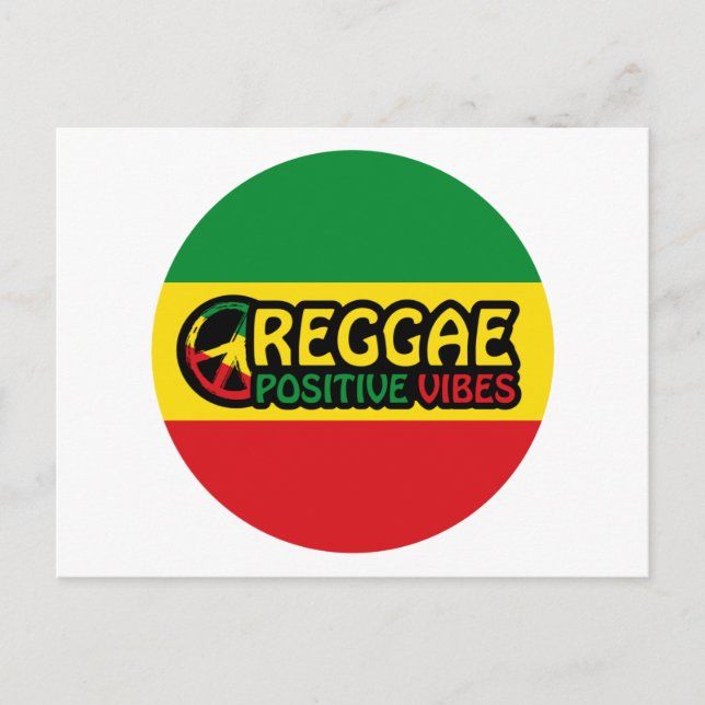 Carte Postale Reggae Musique avec des vibes positives et drapeau (Devant)