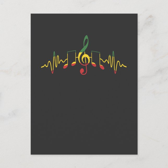 Carte Postale Réggae Notes musicales Jamaïque Rastafari Musique (Devant)