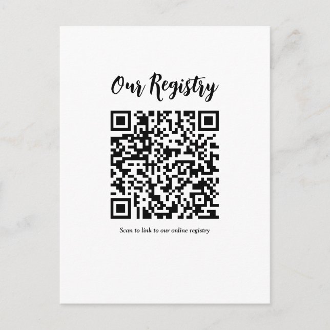 Carte Postale Registre de Mariage Scannable avec Code QR Minimal (Devant)