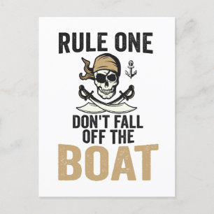 Carte Postale Règle 1 Ne tombez pas du bateau drôle