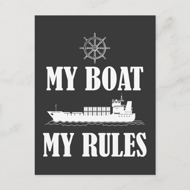 Carte Postale Règles drôles du capitaine de bateau patron Blague (Devant)