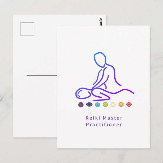 Carte Postale Reiki Master Praticien Plan Blanc (Devant / Derrière)