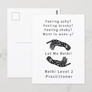 Carte Postale Reiki Niveau 2 Praticien Riddle Et Mains Blanc