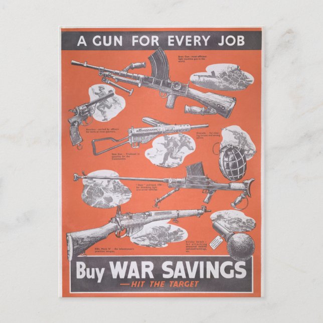 Carte Postale Réimpression de l'affiche britannique de guerre. (Devant)