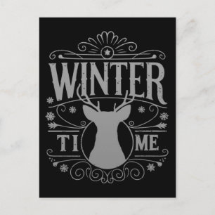 Carte Postale Reindeer hiver Temps Noël saison Graphique