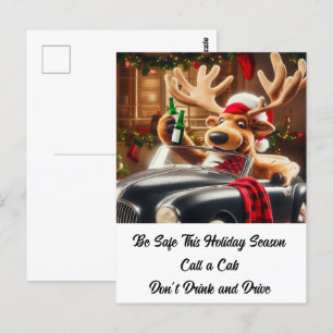 Carte Postale Reindeer ivrogne ne buvez pas et ne conduisez pas