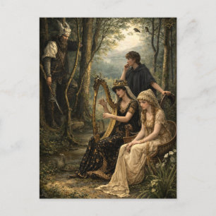 Carte Postale Reine de conte de fées médiéval dans les bois avec