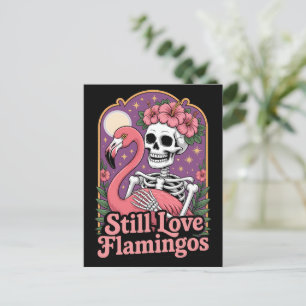 Carte Postale Reine de l'Halloween squelette de flamant rose que