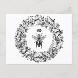 Carte Postale Reine des abeilles Sauvez la couronne papillon des
