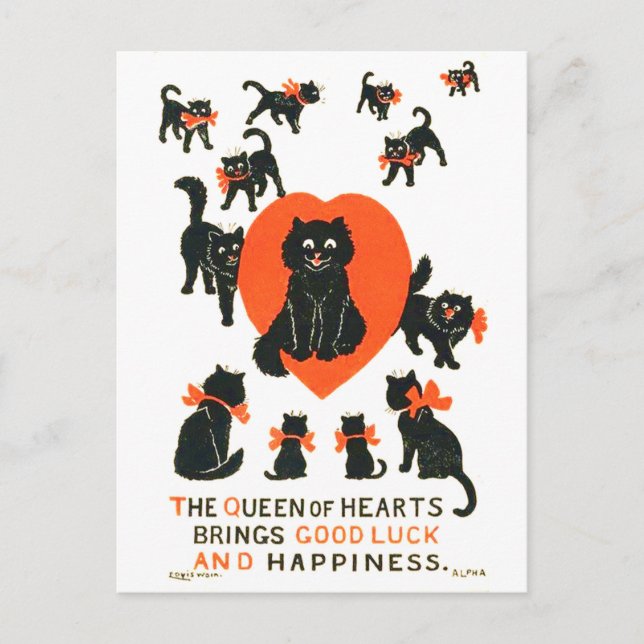 Carte Postale Reine des Coeurs, Louis Wain (Devant)