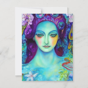 Carte Postale Reine des fées enchantée avec papillons