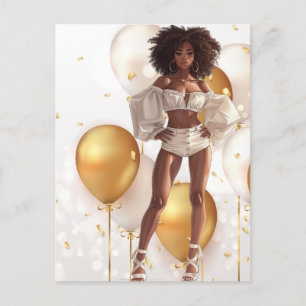 Carte Postale Reine Noire Afro-Américaine Mélanine Sista Shopp