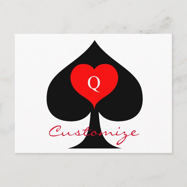 Carte Postale Reine noire des pique Coeur rouge Thunder_Cove (Devant)