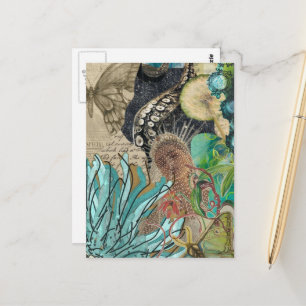 Carte Postale Reine sirène Collage multimédia