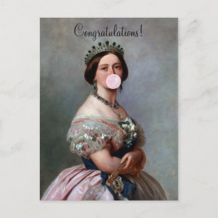 Carte Postale Reine Victoria gomme à bulles rose soufflant en sa