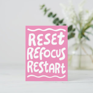 Carte Postale RÉINITIALISER REFOCUS REDÉMARRER Fun Bulle Lettres