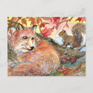 Carte Postale Rejoignez-Moi Pour Une Sieste Avec Fox Et Écureuil
