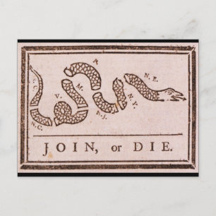Carte Postale Rejoignez ou mourir ORIGINAL Benjamin Franklin Car