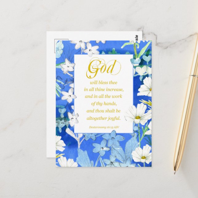 Carte Postale Religieux Anniversaire Deutéronome Bible Ecriture (Devant/Arrière en situation)