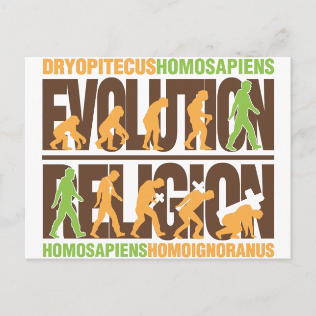Carte Postale Religion Contre Évolution (Devant)