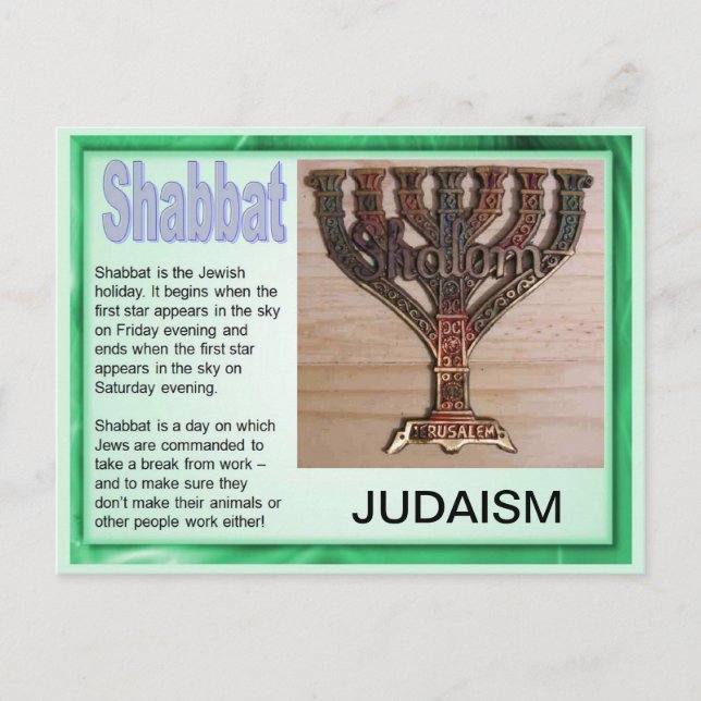 Carte Postale Religion, Judaïsme, Shabbat (Devant)